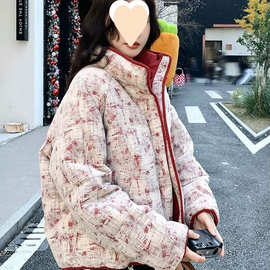新品 红色小香风羽绒服女冬季高级感减龄漂亮洋气白鸭绒短外套流
