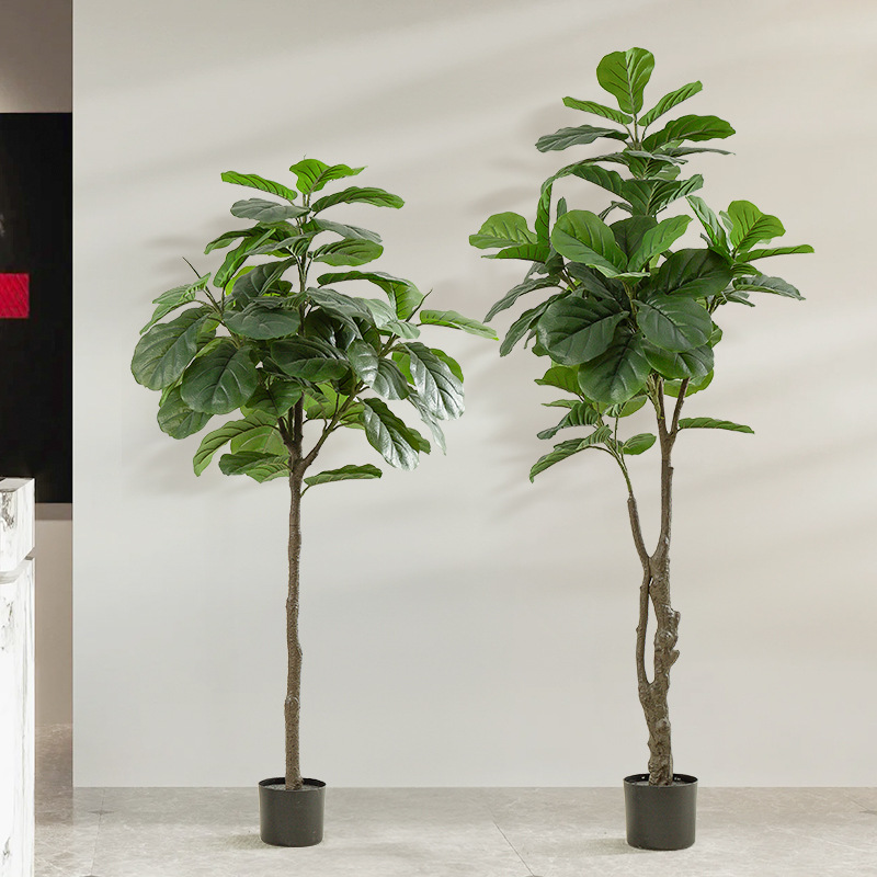 Simulación de estilo nórdico Planta verde Qin Ye Banyan Planta grande en maceta de piso a techo Decoración de interiores Planta de decoración Banyan de hoja grande Banyan de goma