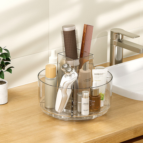 Makeup storage box rotating desktop vanity bathroom lipstick skincare storage rack cosmetic box