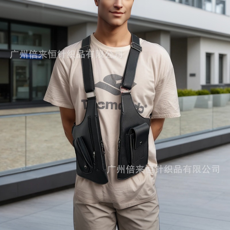 Men's Retro Chest Bag, Double Shoulder Strap Chest Bag, Multifunctional Crossbody Bag, Fashionable Outdoor Travel Bag