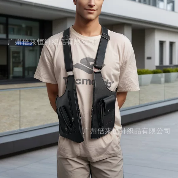 Men's Retro Chest Bag, Double Shoulder Strap Chest Bag, Multifunctional Crossbody Bag, Fashionable Outdoor Travel Bag