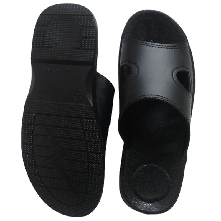 防静电PU软底黑色拖鞋电厂洁净室透气舒适防滑耐磨夏季男女静音