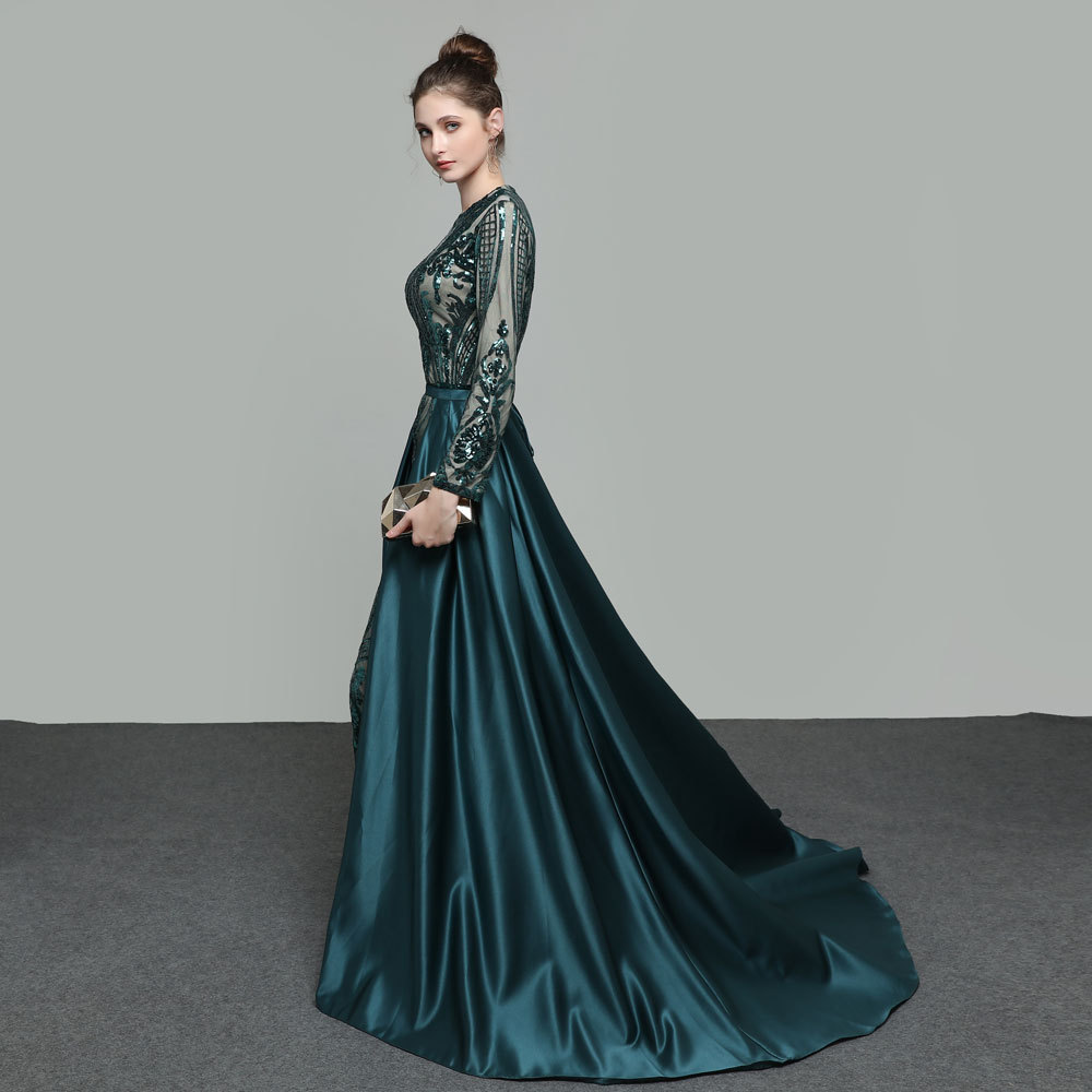 Europa y América del comercio exterior Amazon AliExpress deseo de las mujeres vestido de noche con lentejuelas cola de pescado desmontable trailing vestido de banquete