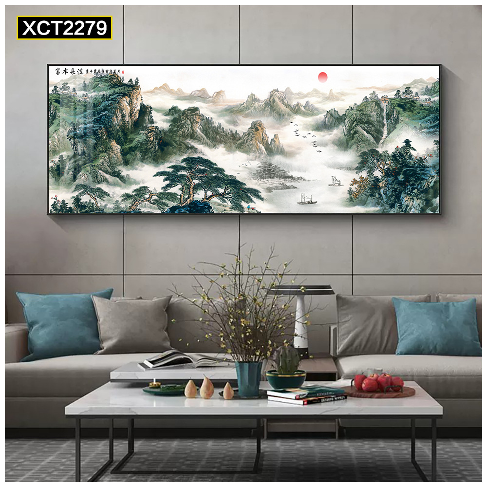 새로운 중국 장식 그림 거실 소파 사무실 배경 벽 장식 전체 풍경 중국 그림 만리 벽 그림 벽화