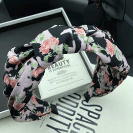 2026时尚新款布艺印花发卡发箍女高颅顶宽边外出头饰压发洗脸头箍