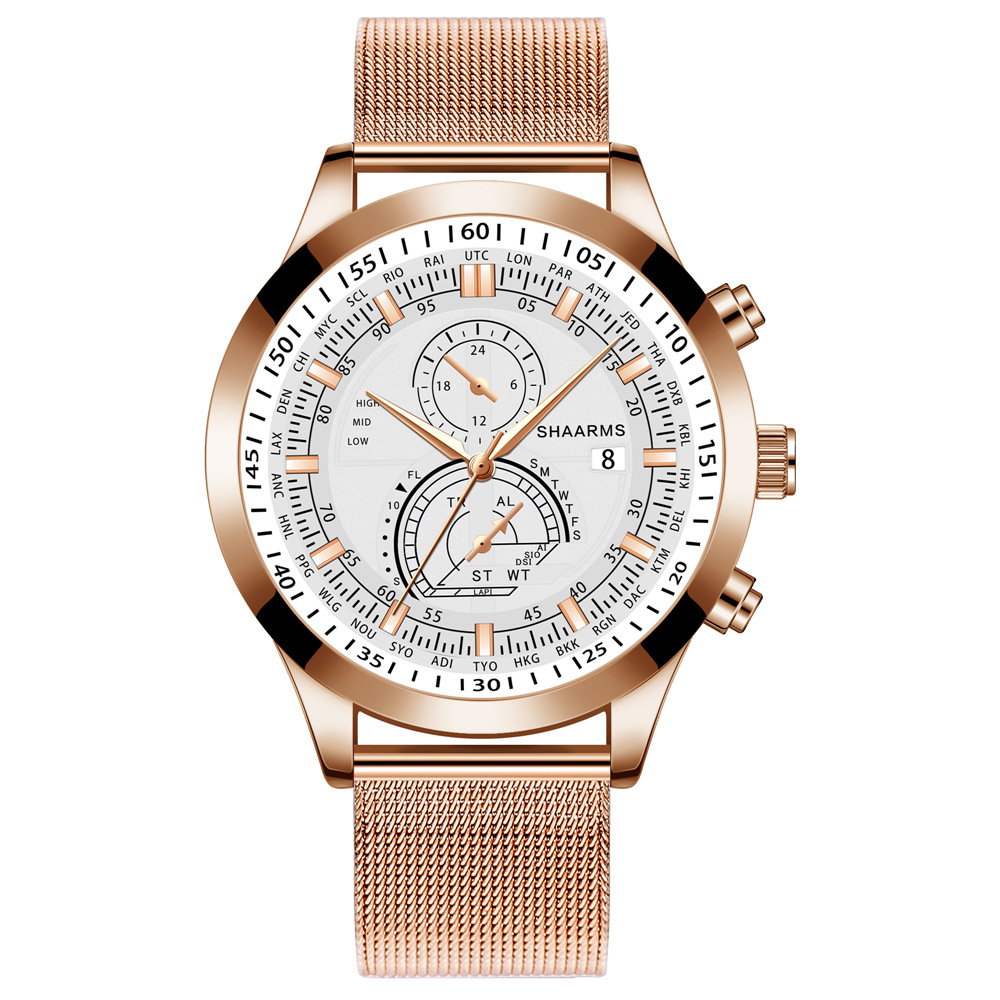 Rose gold mesh with rose gold shell and white rose gold needle