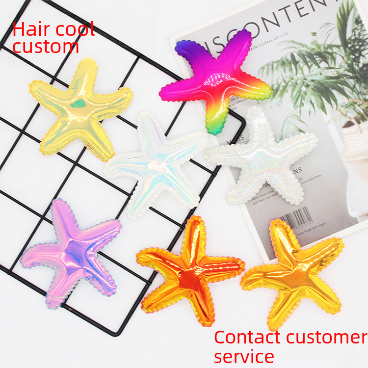 Heart Tian Cute Princess Starfish Hairpin Summer Children Rainbow Sequins Duckbill Clip Star Clip Jewelry Supply_voghion.com