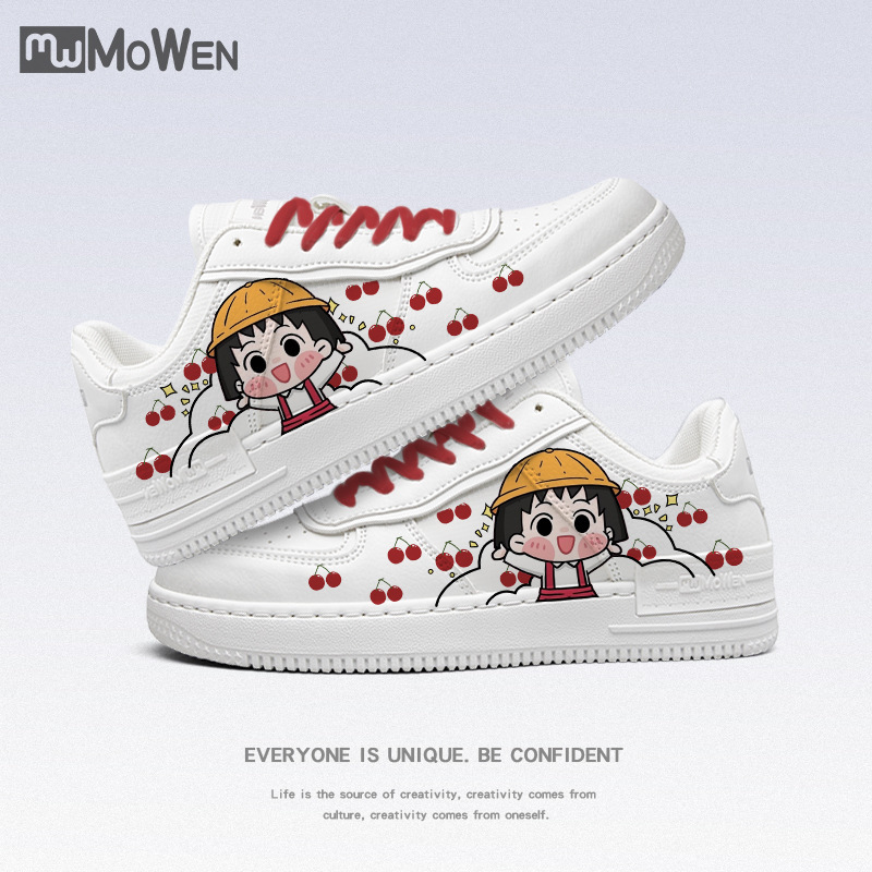Mo Wen Joint Cherry Maruko Peripheral Board Shoes Animation Cartoon White Shoes Cute 2022 Summer New Casual