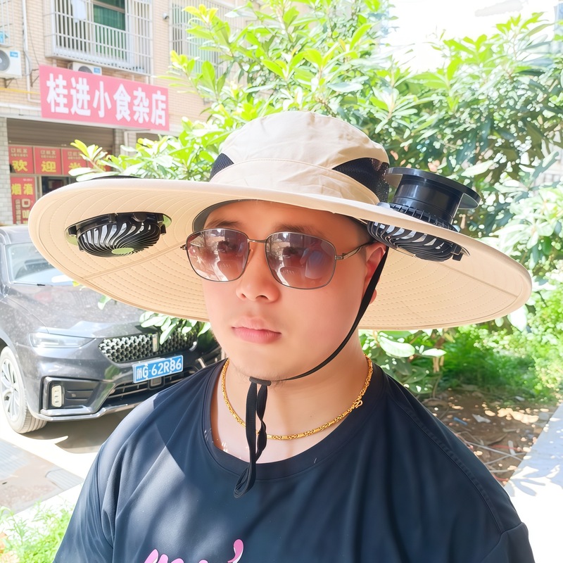 ソーラーファン付き帽子、一体型釣り帽子、男性用アウトドア登山帽子、ファン付き帽子、600mAh、スチールリング付き|undefined