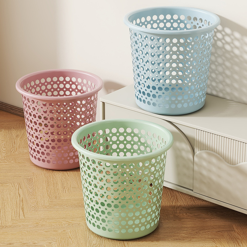Household Plastic Canopy Trash Can Simple Large small size Bathroom Hollow Living Room Kitchen Trash Large Size Sorting Basket