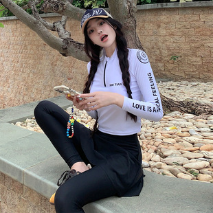 New Two-Piece Women's Swimsuit with Long Sleeves and Long Pants, Sun-Protective Diving Suit, Sports Splicing Swimsuit, Tummy-Concealing and Slimming