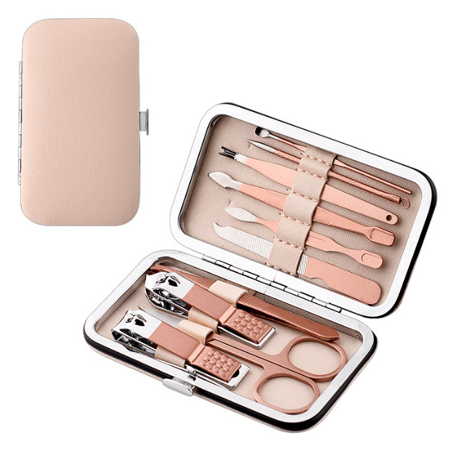 Uñas de acero inoxidable Clippers 18 piezas conjunto de cortauñas traje rosa de oro águila nariz Clippers manicura herramientas de manicura en stock