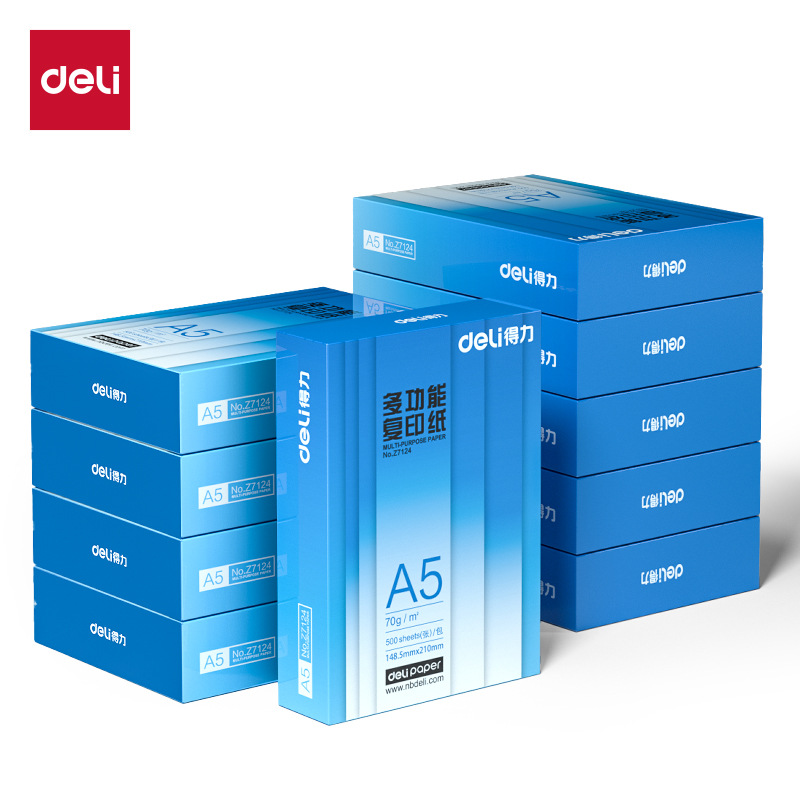 Deli A5 papel de copia a5 papel de impresión 500 hojas de papel blanco de 70g papel de retoque papel de borrador papel de oficina para estudiantes