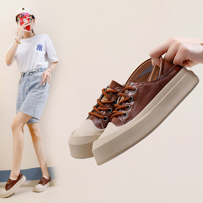 Forrest Gump 2024 nya höststudentskor i koreansk version, mångsidiga och casual, trendiga, tjocka sulor, moderiktiga brädorskor_voghion.com