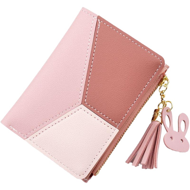 Venta directa de fábrica, nueva cartera para mujer, estilo corto plegable, cartera con cremallera para damas, estilo coreano con borlas, moderna y ultrafina.