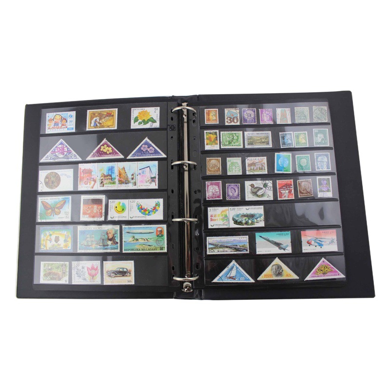 Estándar de nueve hoyos de fondo negro de doble cara álbum de sellos de hojas sueltas de reemplazo libro de colección de monedas página interior de posicionamiento de sellos