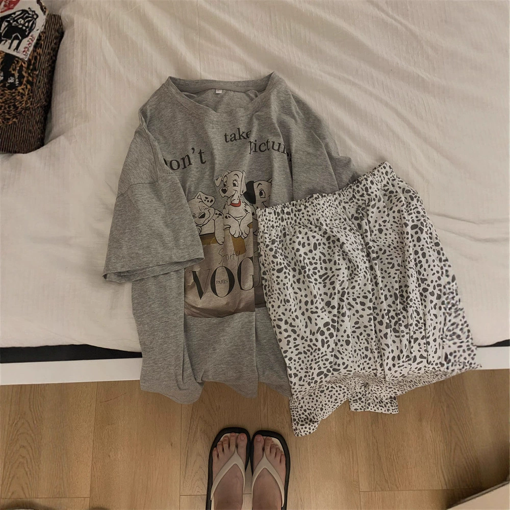 Летняя свободная шикарная футболка в гонконгском стиле с половиной рукавов в японском стиле с ретро-принтом для щенков, хлопковая футболка с короткими рукавами, женская футболка, топ