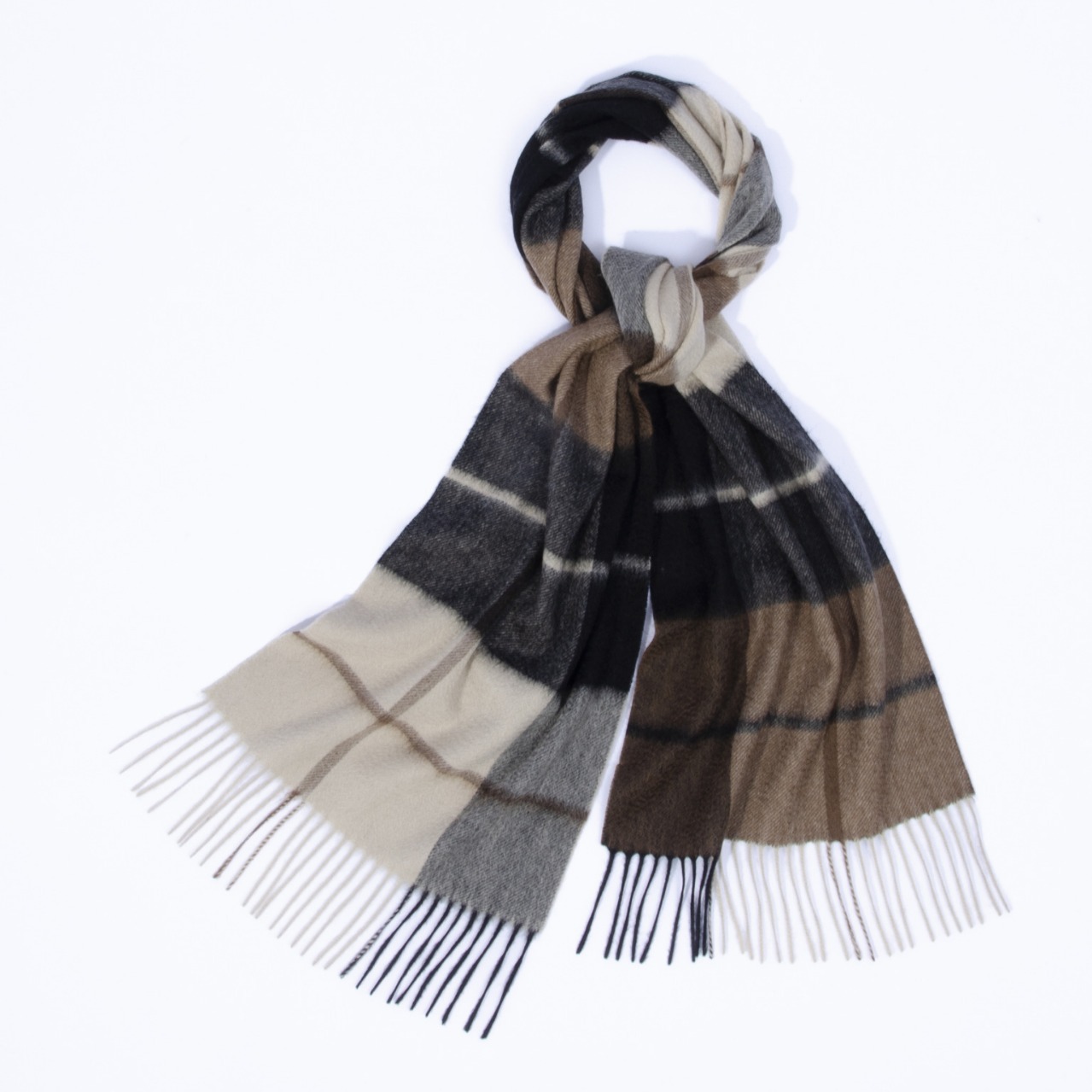 Bufanda de cachemira teñida con hilo de diseño de ondas de agua, estilo nuevo de otoño e invierno, cepillada, con borlas modernas, versátil.