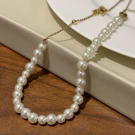 20755简约气质珍珠项链女百搭锁骨链轻奢小众颈链双层配饰