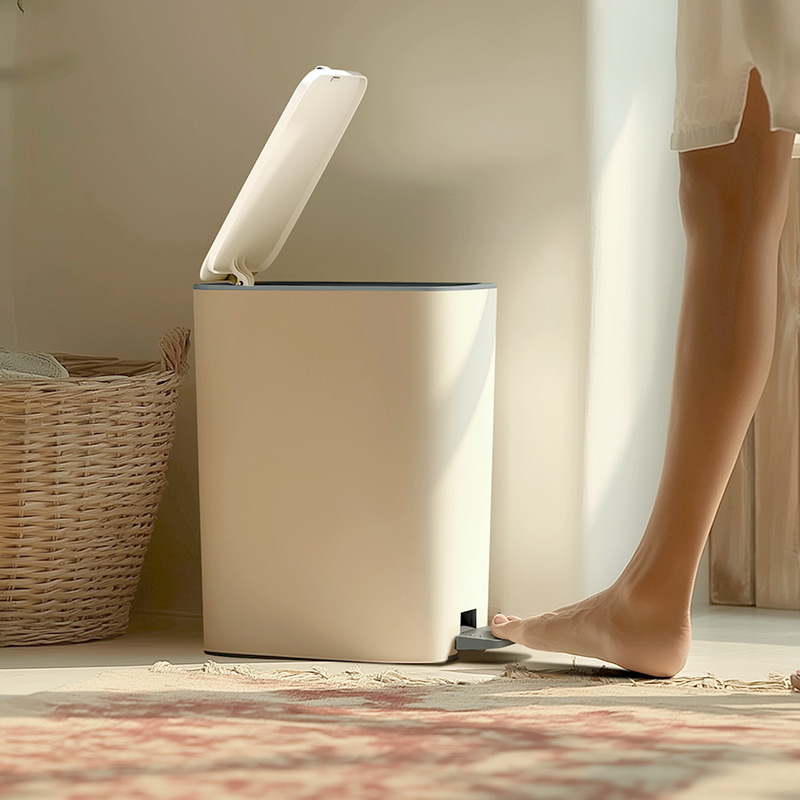 Bathroom Narrow Gap Trash Can with Lid, Toilet-Specific Sanitary Bin, Bathroom Press-Type Toilet Paper Holder, Wastebasket