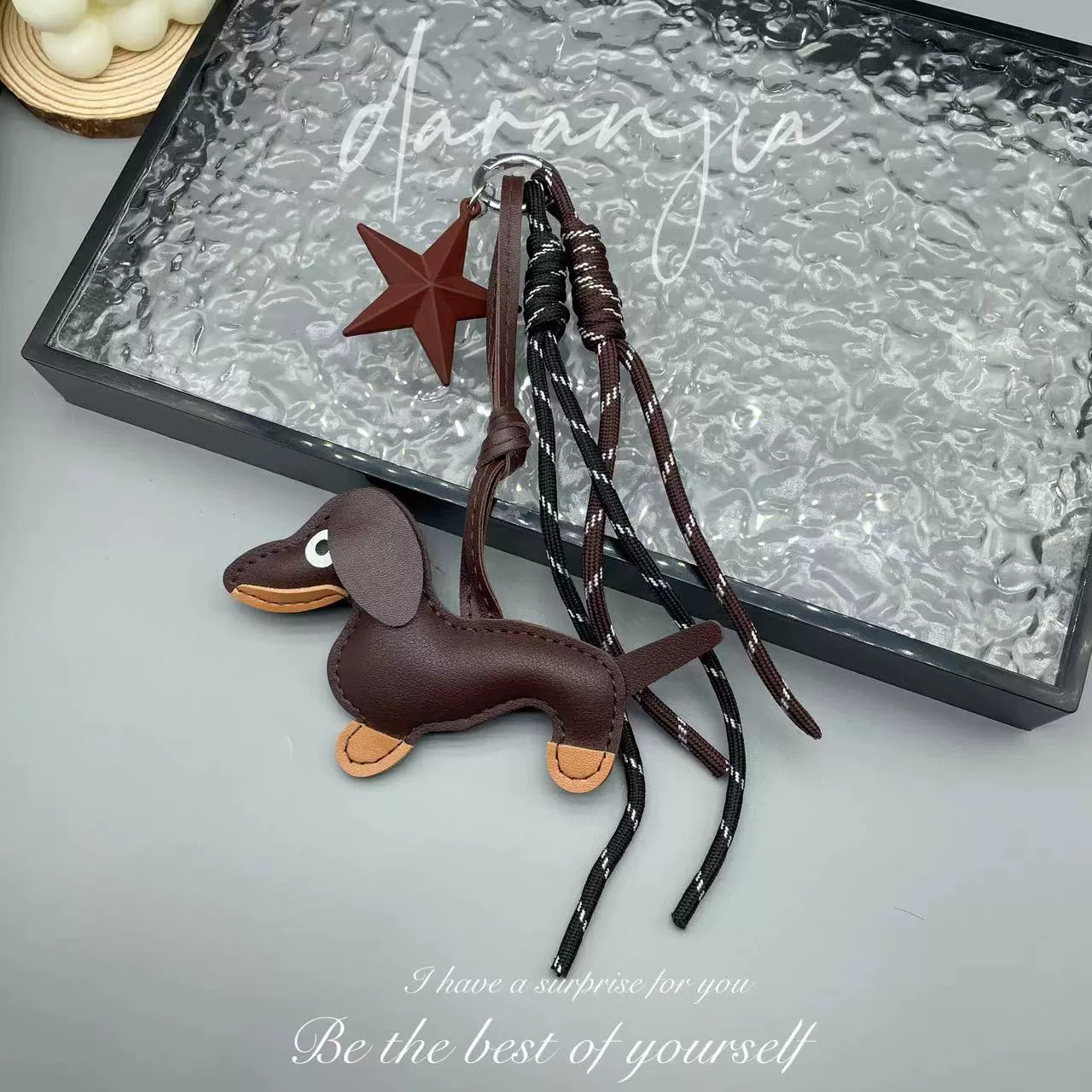 Кожаный брелок-веревка с таксой, DIY изысканный брелок-сука такса для сумки, украшение в виде щенка Рут