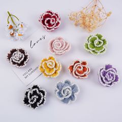 韓国の布芸の手作りのdiyニットの毛糸のバラのツバキの花の立体の花の子供の髪飾りのアクセサリー