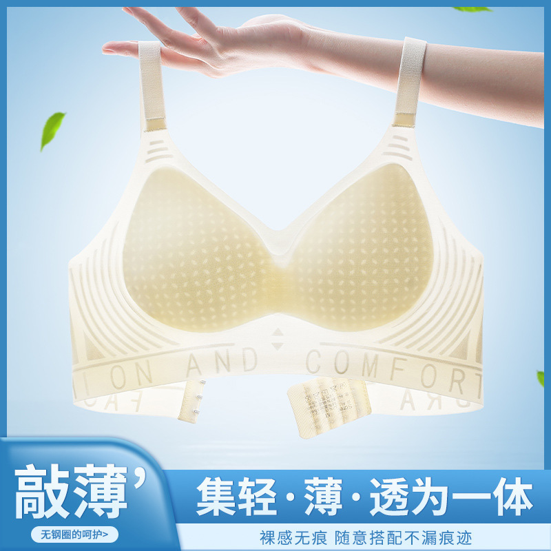 Seamless, Lightweight, Breathable Underwear for Women with Small Busts, Push-Up, Adjustable, Anti-Sagging, Summer Thin Style, Comfortable Full-Cup Bra
