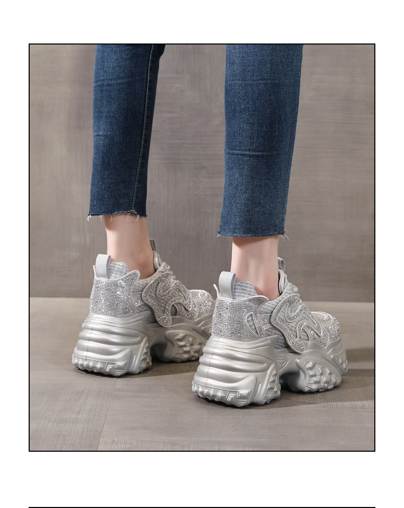 Giày sneaker nữ đế dày chunky lưới thoáng khí tăng chiều cao — màu trắng chi tiết 16