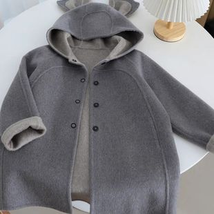 Children's Woolen Coat Girls' Boys' Double-Sided Cashmere Coat Autumn and Winter New Baby's Woolen Coat Western Style Thickened