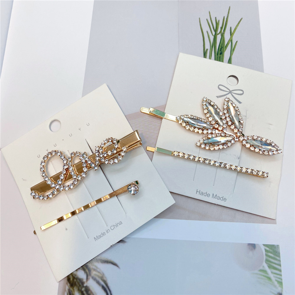 Wholesale Jewelry Diamond Leaf One Word Clip Pair Nihaojewelry display picture 7