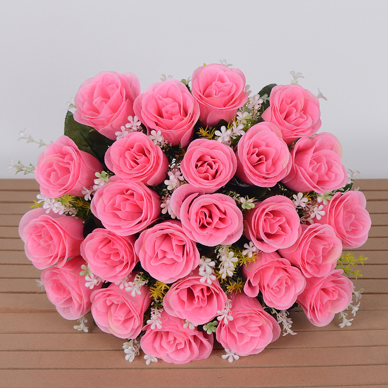 Ramos de rosas artificiales de seda (flores secas), para decoración de bodas (sendero), hogar, mesas o centros de mesa.