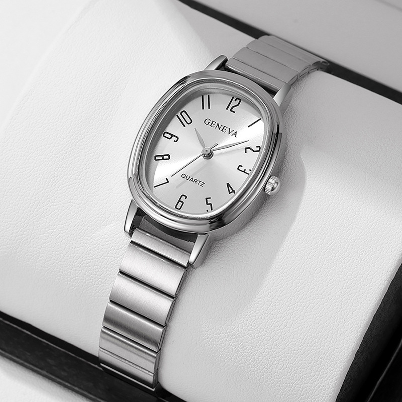 Nuevo estilo transfronterizo de aleación de bambú de acero con caja ovalada Reloj digital árabe Venta directa de fábrica Reloj de cuarzo