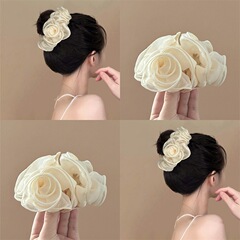 暖かくて優しい! フランス風の花の大腸シュシュ! 高级感レースヘアロープ旅行ヘアピン気质ヘッドフラワー