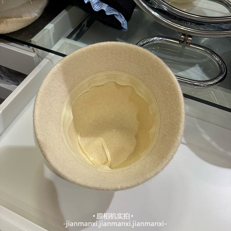 经典黑白色千金蝴蝶结渔夫帽女春秋冬羊毛呢赫本风名媛优雅礼帽|undefined