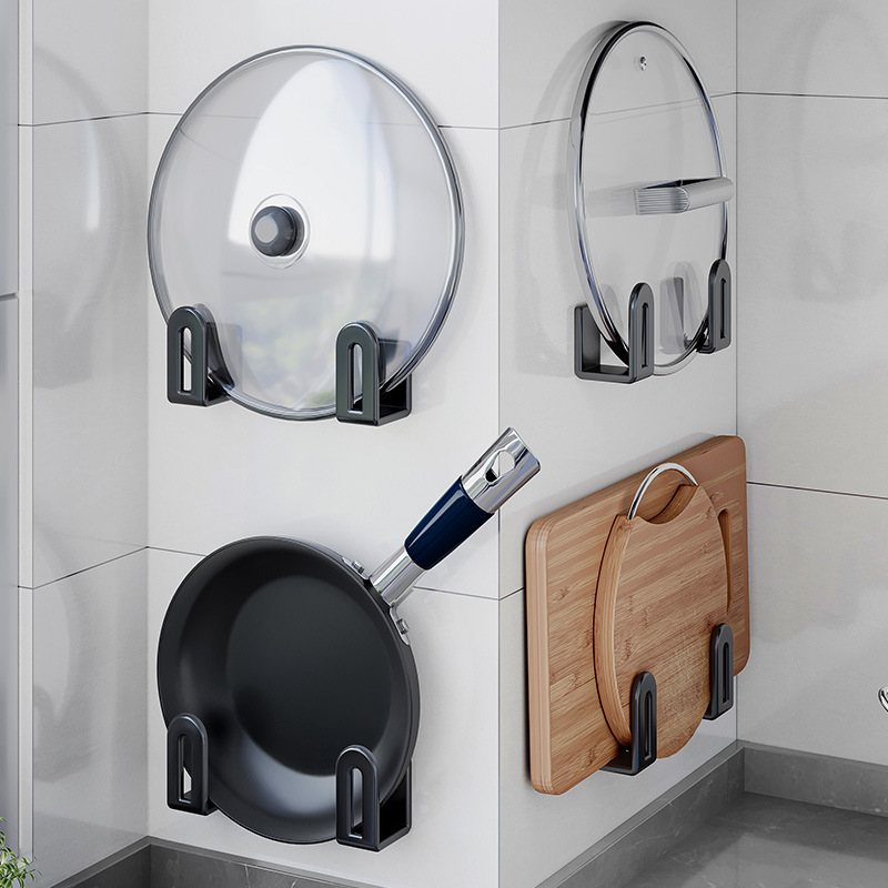 Estante de tapa de olla sin perforación, estante de cocina, tabla de cortar montada en la pared, estante de almacenamiento, artefacto de almacenamiento de pared multifuncional
