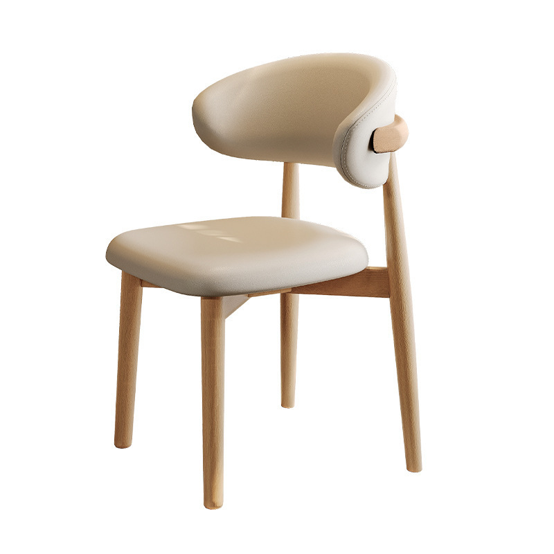Silla de comedor de madera sólida nórdica simple silla de mesa de comedor de estilo crema silla de respaldo de comedor de lujo ligera silla de paquete suave de alta calidad