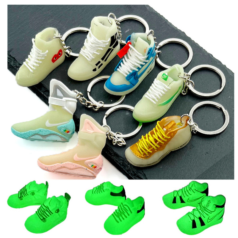 AJ Basketball Shoes Luminous Shoes Keychain 3D Shoe Model Back to the Future Shoe Pendant Jewelry Blind Box Creative Hanging Ornaments