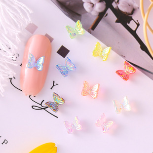 Popular nail bow three-dimensional Aurora colorful transparent jelly small size mini internet celebrity pink nail jewelry