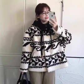 高端羊羔毛外套女新中式皮毛一体毛毛棉服25冬新款加厚外套小个子