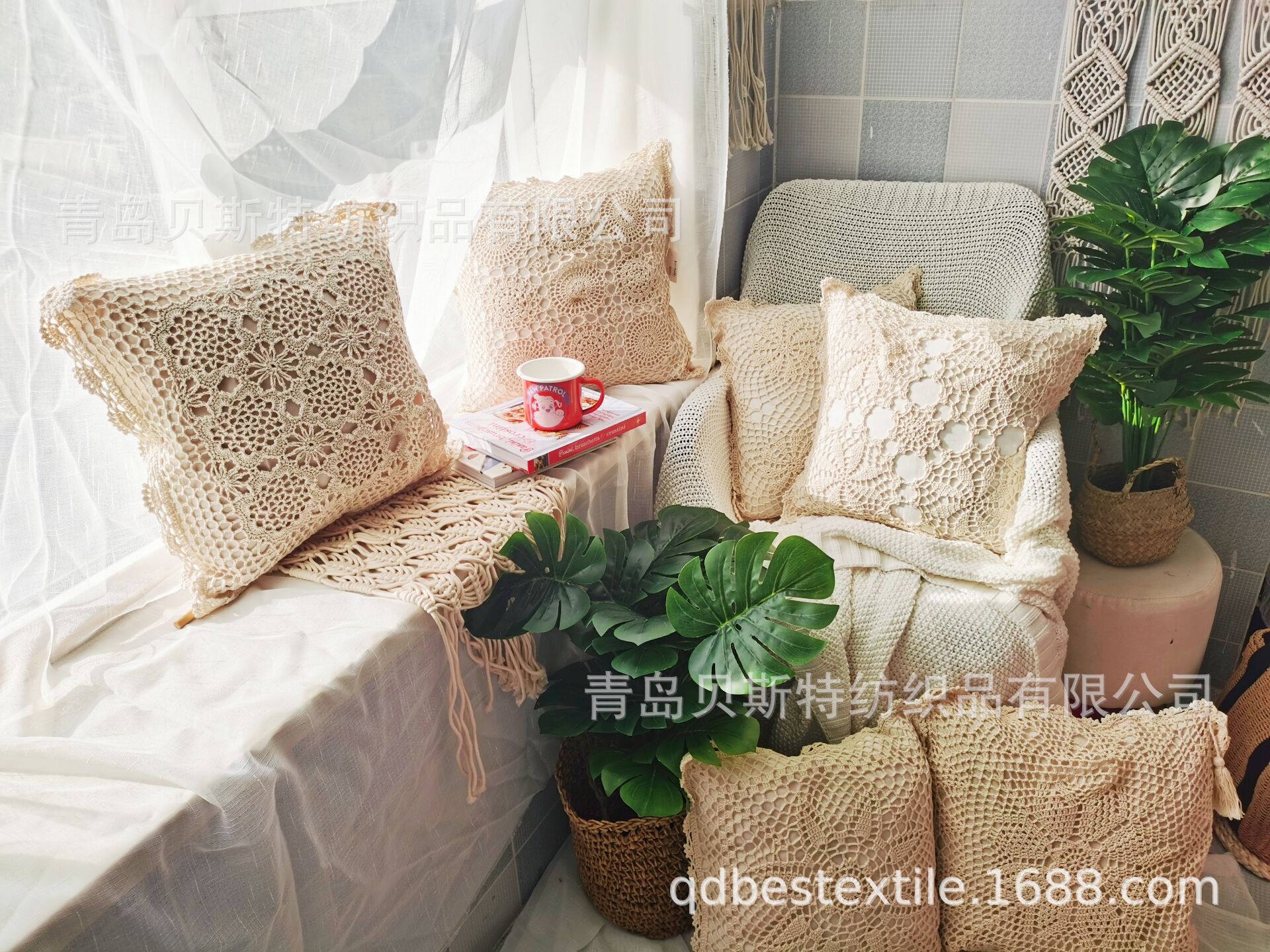 Handmade Crochet Cushion Pillowcase Ins Style B&B Decorative Sofa Cover Source Factory Wholesale Cross-Border