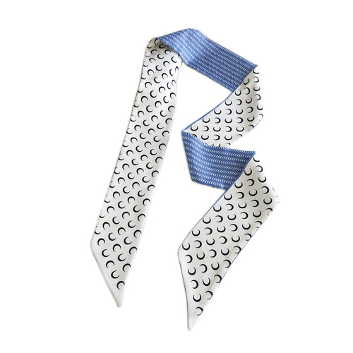 Double-sided, two-color small long narrow silk scarf for women's neck decoration, spring/summer, tied to bags, neckerchief, belt