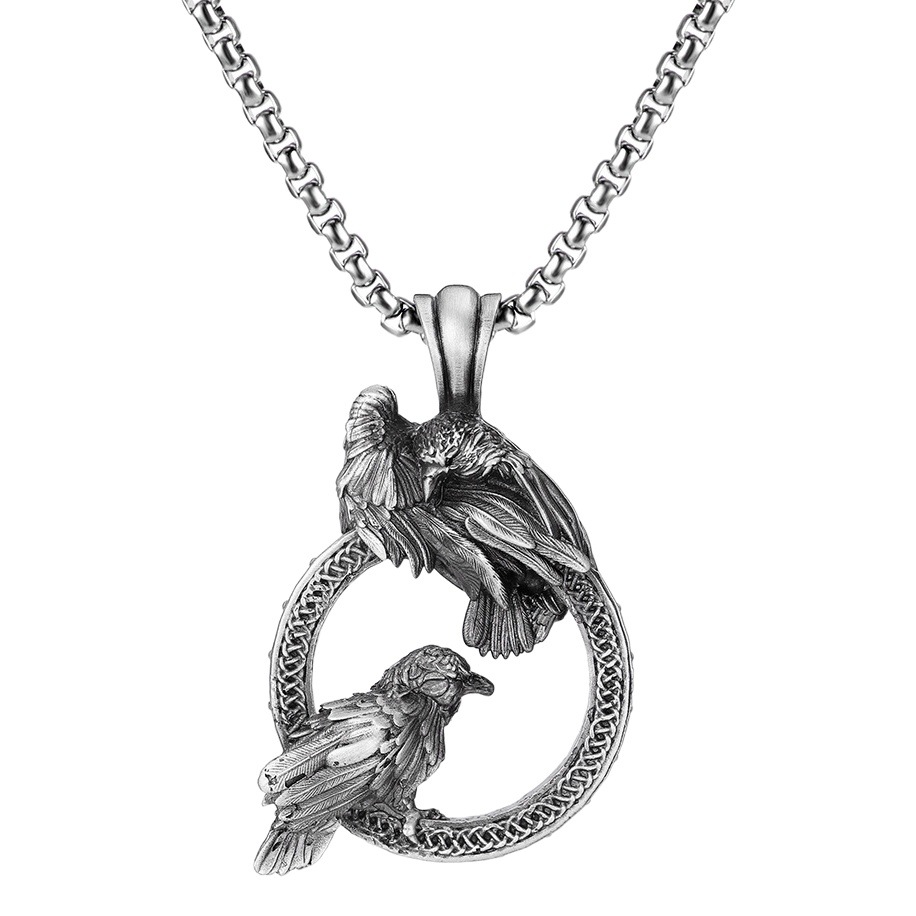 クロスボーダーヨーロッパとアメリカのレトロゴシックヒップホップパンクカラスペンダントメンズネックレスチタン鋼チェーンパーソナライズされた男性と女性のアクセサリー