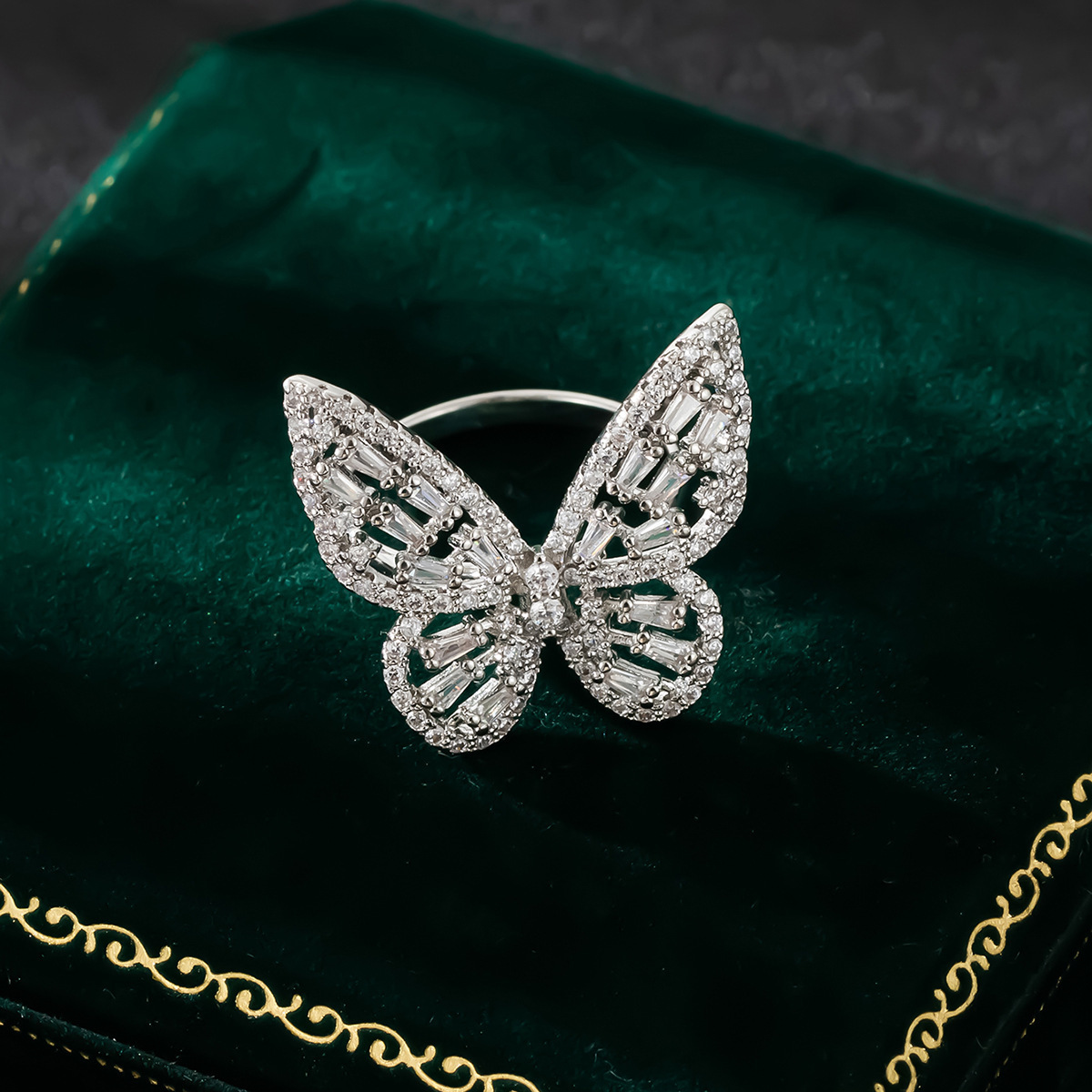 Copper Elegant Lady Classic Style Plating Butterfly Open Rings display picture 6