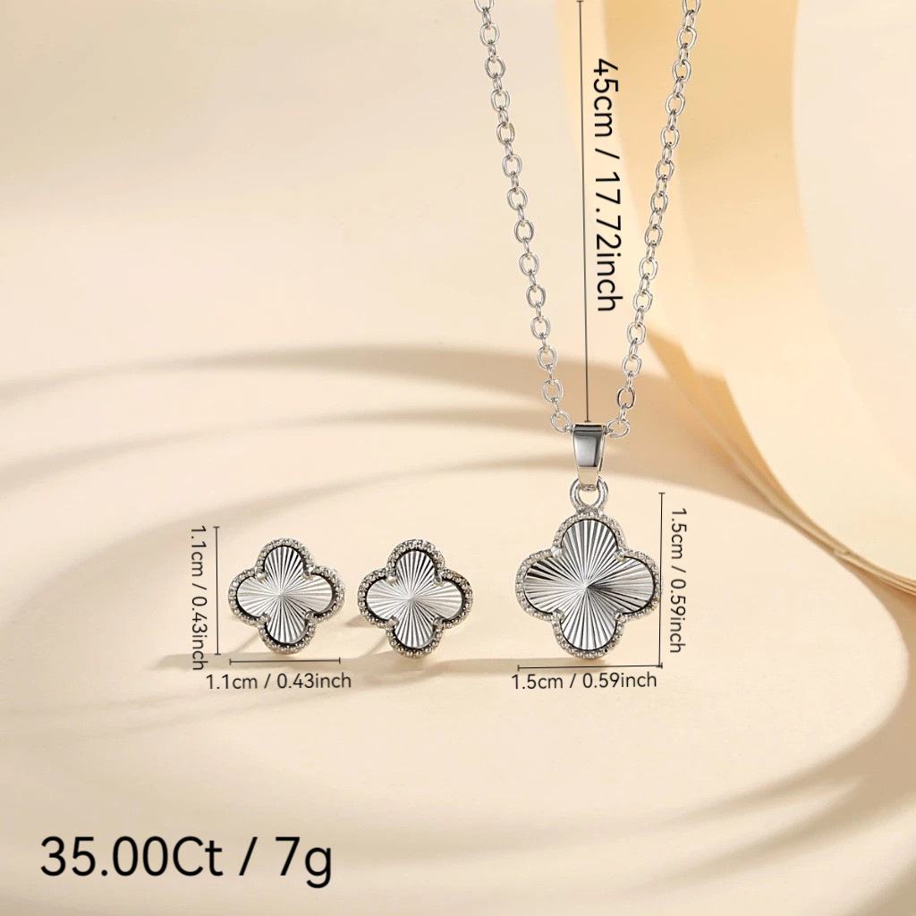 Commerce electrónico transfronterizo de alto nivel collar de colgante de cuatro hojas nicho diseño explosivo cuatro hojas pernos set de joyas de orejas
