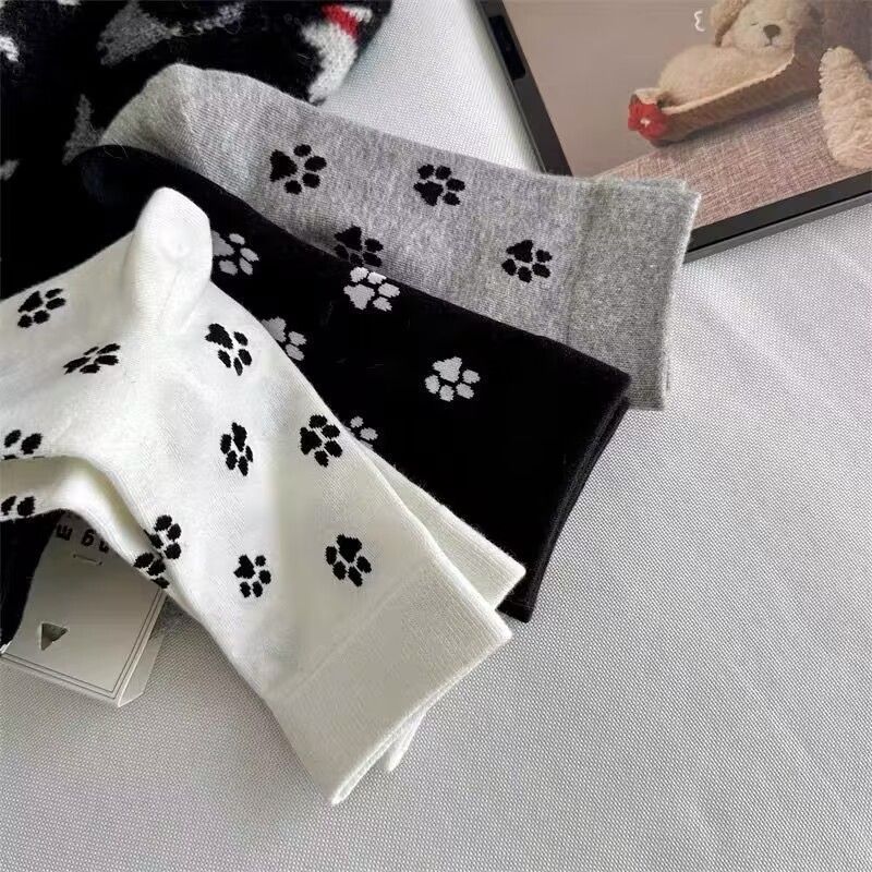 春夏中筒袜卡通薄款袜子女ins潮可爱时尚猫爪图案网红学院风长袜|undefined