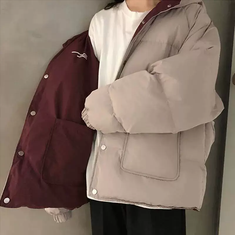 Стеганая куртка (теплая) oversize в корейском стиле, толстрая, двусторонняя внутренняя сторона, размеры S–2XL