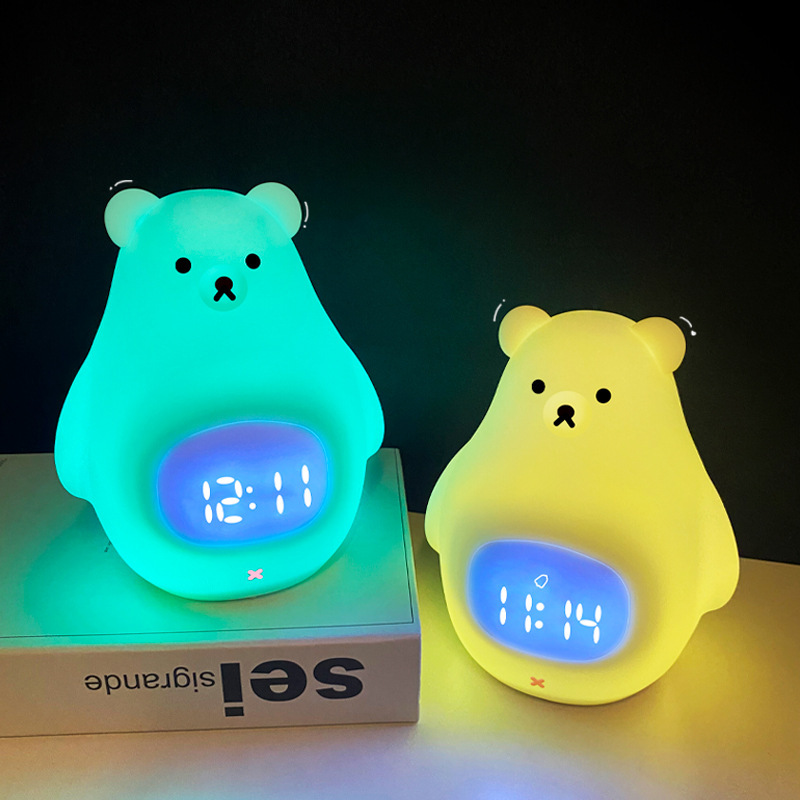 Genius Lang クロスボーダー特別供給ソース工場ビッグホワイトベア睡眠時限シリコーンナイトライト目覚まし時計給餌カラフルなライト|undefined