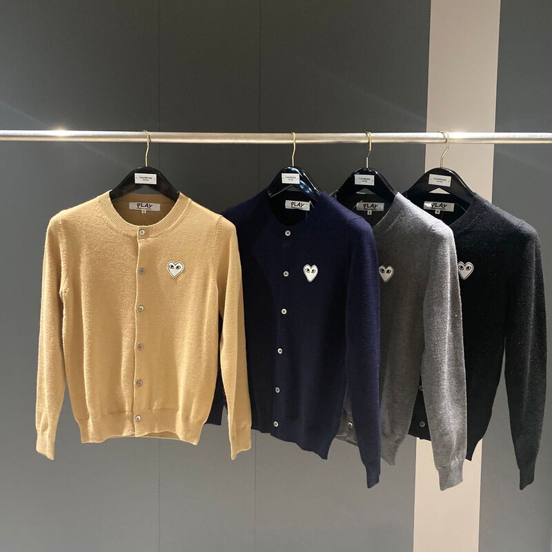 Kawakubo Knit Sweater Cardigan for Men and Women, Short Loose-Fitting Couple's Heart-Pattern Wool Coat, Long-Sleeve Lazy Style