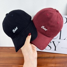 新款字母刺绣软顶大头围鸭舌帽秋外出百搭遮阳弯檐深顶情侣棒球帽
