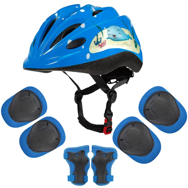 Cross-Border Children's Roller Skating Protective Gear Balance Car Skating Sports Knee Pads Elbow Pads Bicycle Riding Helmet 7-Piece Set